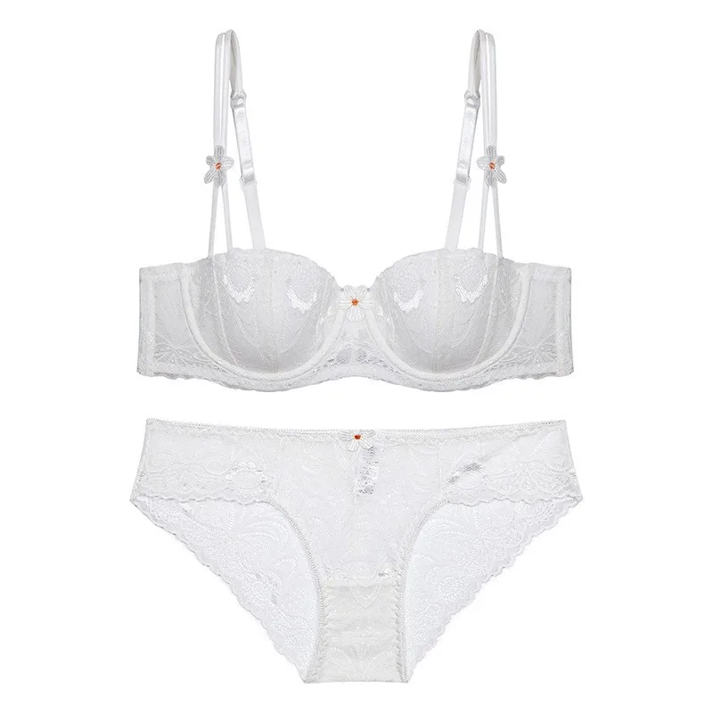 Varsbaby тонкий хлопок половина чашки мода сексуальное кружевное женское нижнее белье комплект цветочных бюстгальтеров