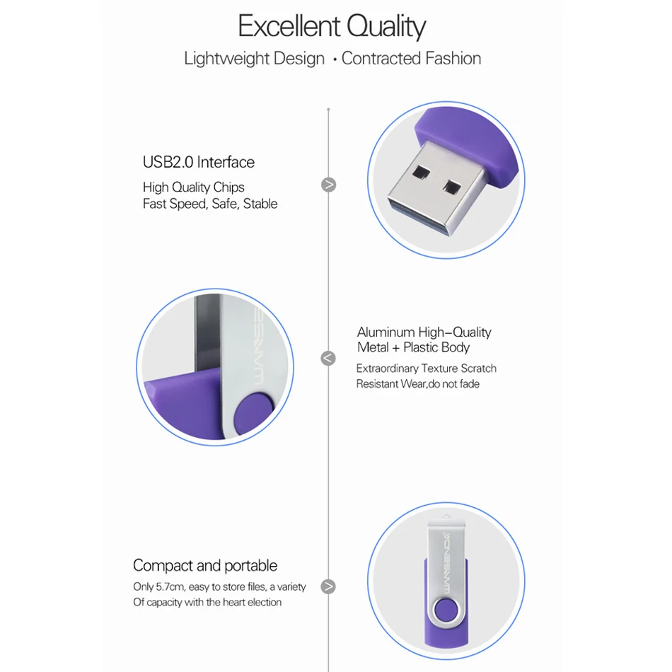 Новый WANSENDA USB флэш накопитель Вращающаяся ручка привода 128 Гб cle флеш 8 оперативной
