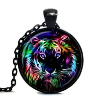 steampunk tiger necklace glass art pendant tiger animal necklace new chain jewelry gift men women necklaces