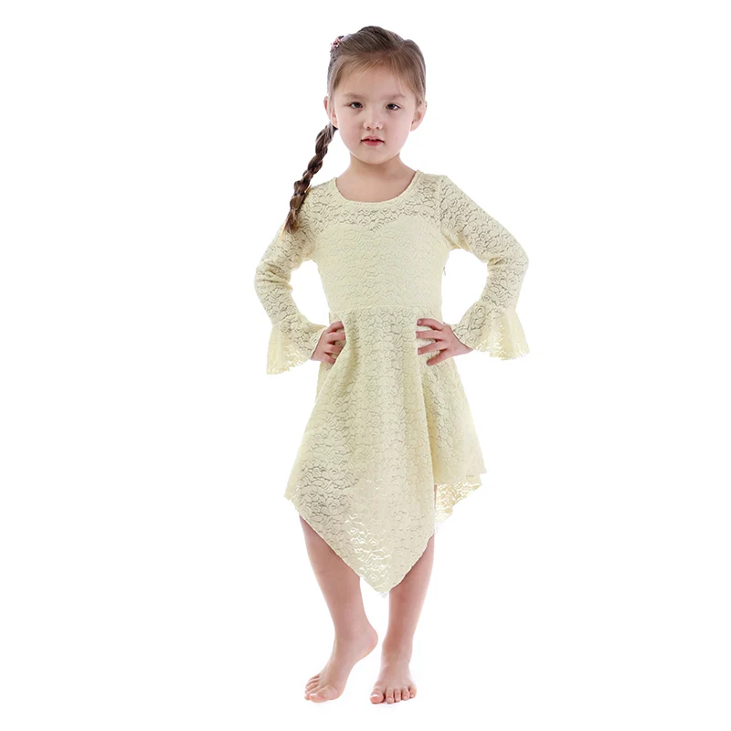 Kaiya Angel Fashion Baby Long Sleeve Pirncess Milk White Floral Dress children Girls Spring Summer Autumn Winter Clothing | Детская