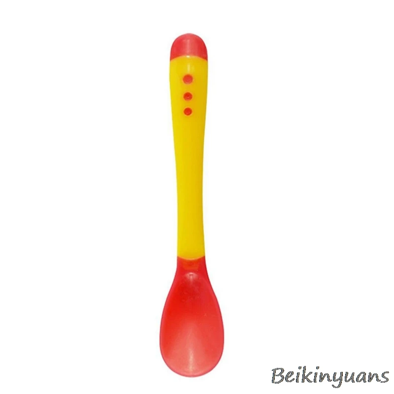 Yellow spoon Детская миска для кормления с присоской+ тренировочная ложка с измерением температуры, детская миска на присоске, набор посуды, Детская миска для еды - Цвет: Yellow spoon
