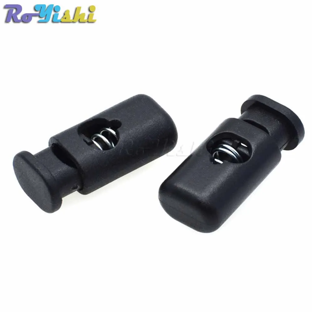 

10pcs/pack Cord Lock Stopper Cylinder Barrel Plastic Toggle Clip For Garment Accessories Black