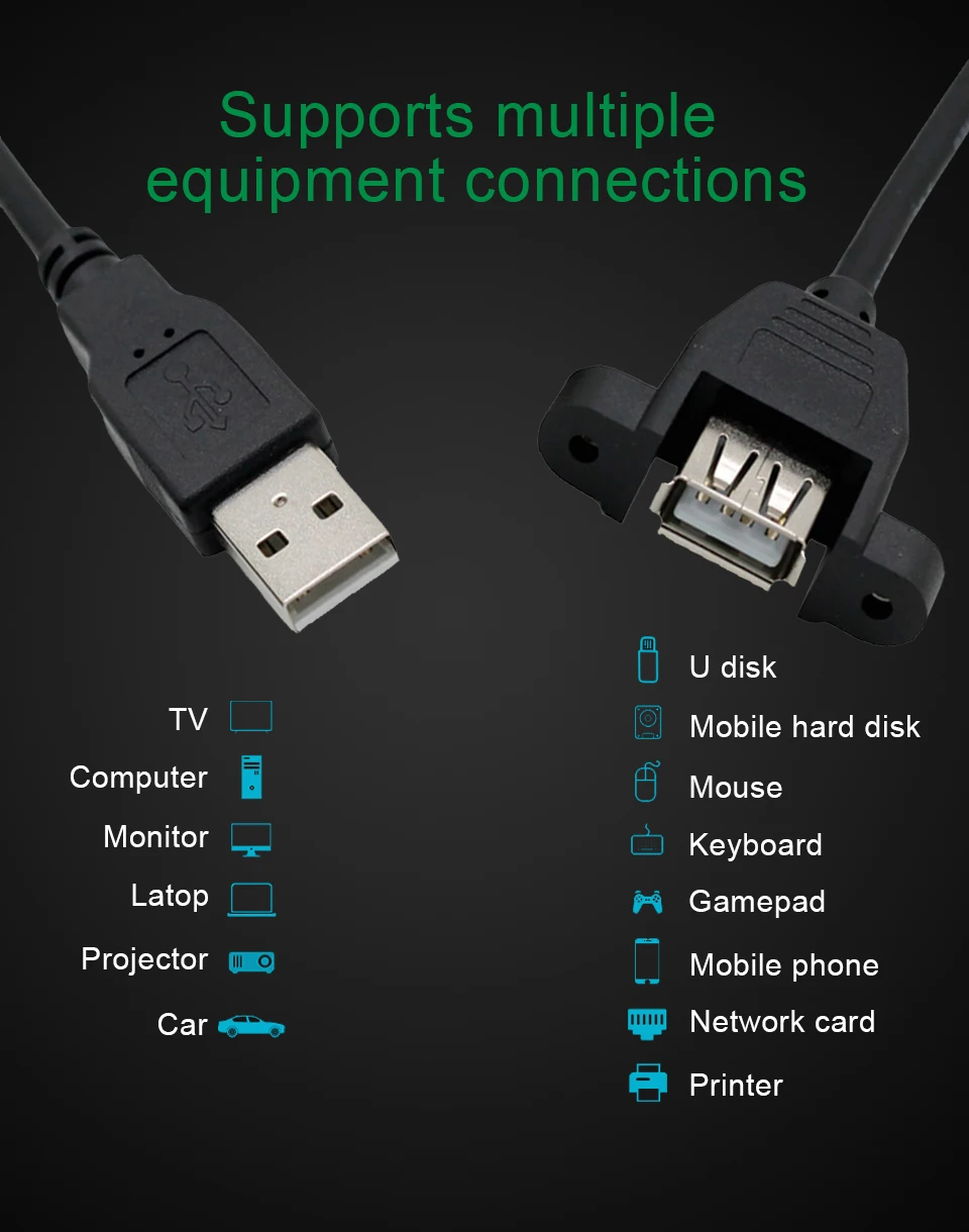 USB 2,0 удлинитель с ухом usb удлинитель мужчин и женщин провода расширение может быть зафиксирован для портативных ПК USB кабель удлинитель