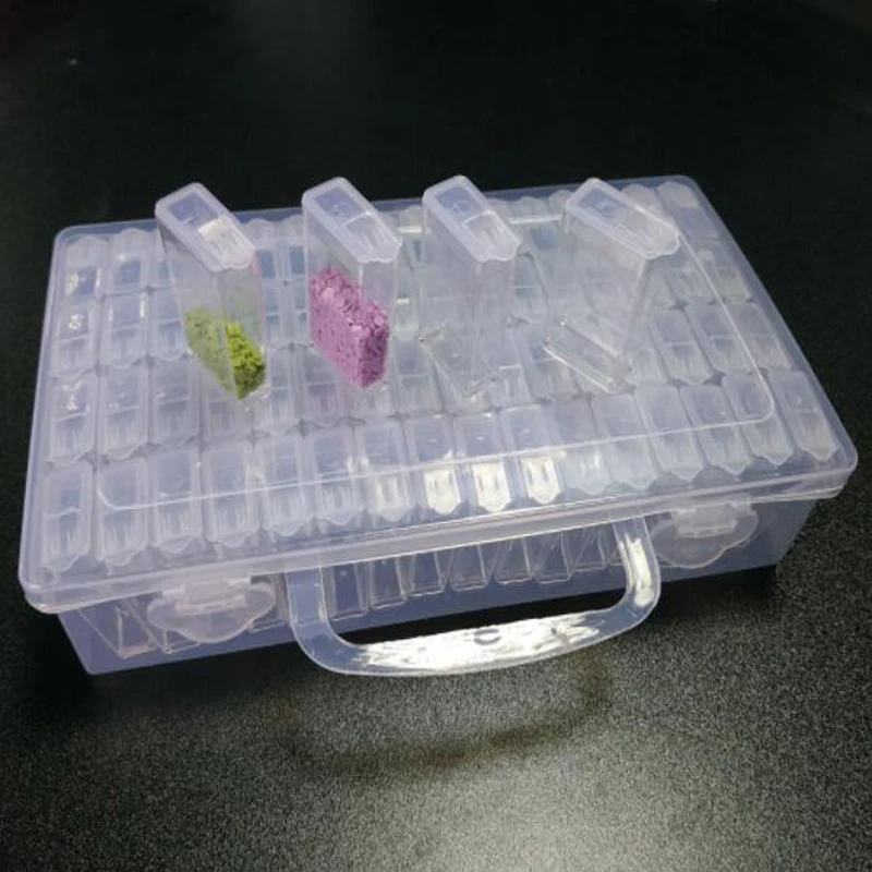 

64Pcs Box New Diamond embroidery diamond painting tool! Daimond transparent plastic storage box, jewelry Drill Storage Box Gift