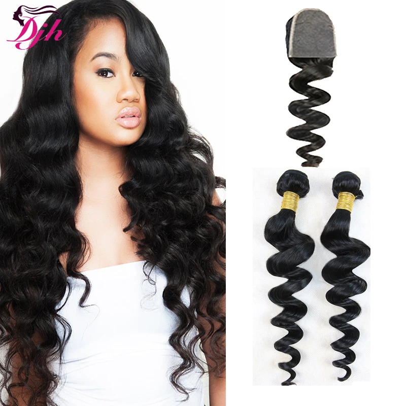 8А Индийские Виргинские Человеческие Волосы Свободная Волна Кружева Закрытия с 3