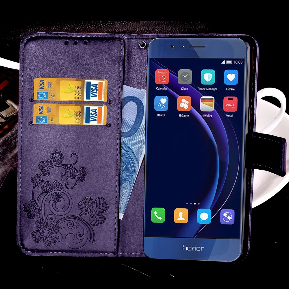 Счастливый клевер Тиснение кожаный чехол для Huawei FRD L02 L04 L09 L14 L19 Honor 8 honor8 Чехол