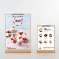 a4 table wooden menu flyer clip board paper document organizer menu poster frame holder display stand