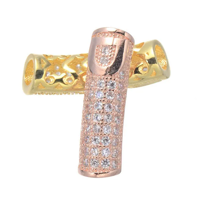 Три цвета CZ микро проложить компоненты полые медные металлические стразы