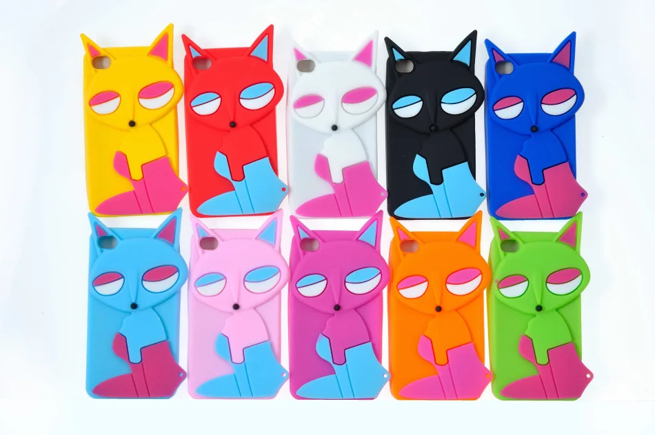 Novelty Lovely 3D Silicone Cartoon animal Colorful Fox soft silicon back cover Case for apple iPhone 5 5S |