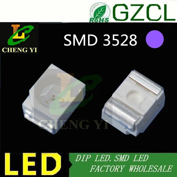 395 405nm UV 3528 SMD светодиодный чип поверхностного монтажа 3 0 5 в 2000 шт. (uva smd