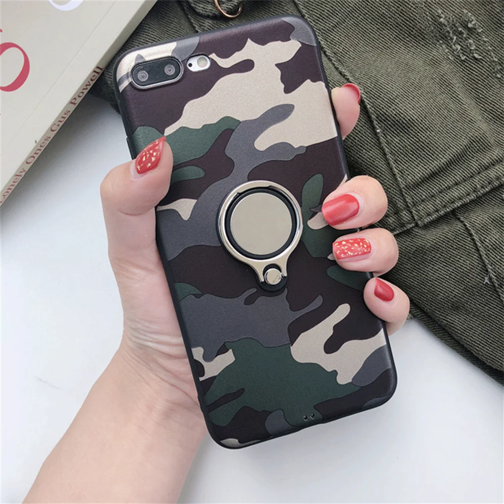 Retro Super Army Camo Camouflage Case For iphone 5 SE 6 6s 7 8 X Plus Car Ring Holder Stand Cover case Coque Fundas |
