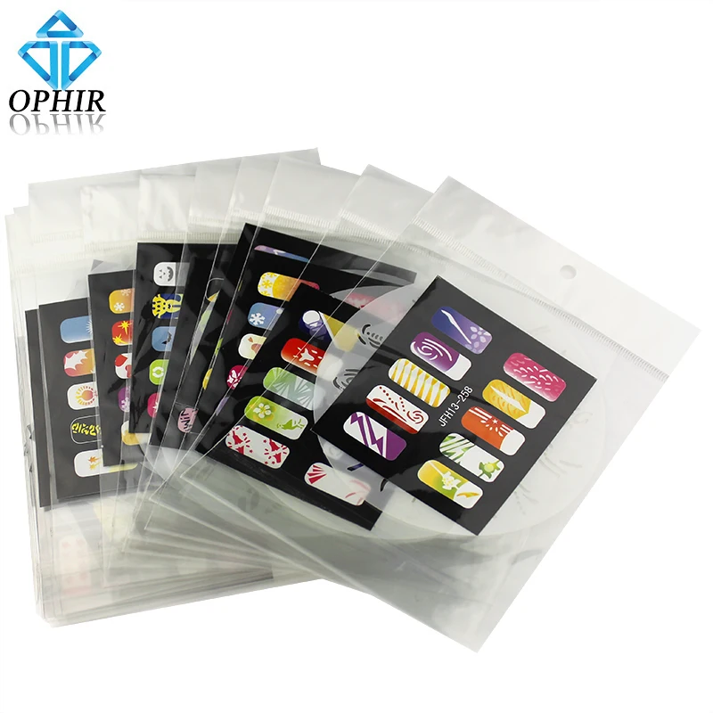 OPHIR 20 шт./лот трафареты для дизайна ногтей 200 дизайнов шаблон аэрографии лист
