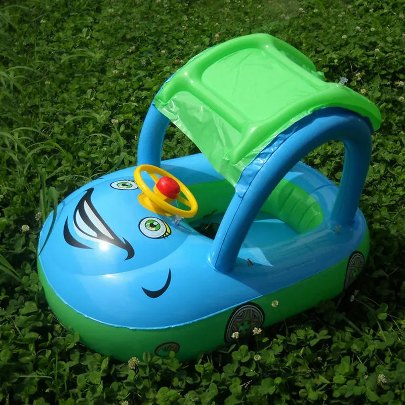 

Summer Baby Flamingo Pool Float Safety Swimming Rings Inflatable Swim Float With Sunshade Seat Raft Water Fun Pool Toys