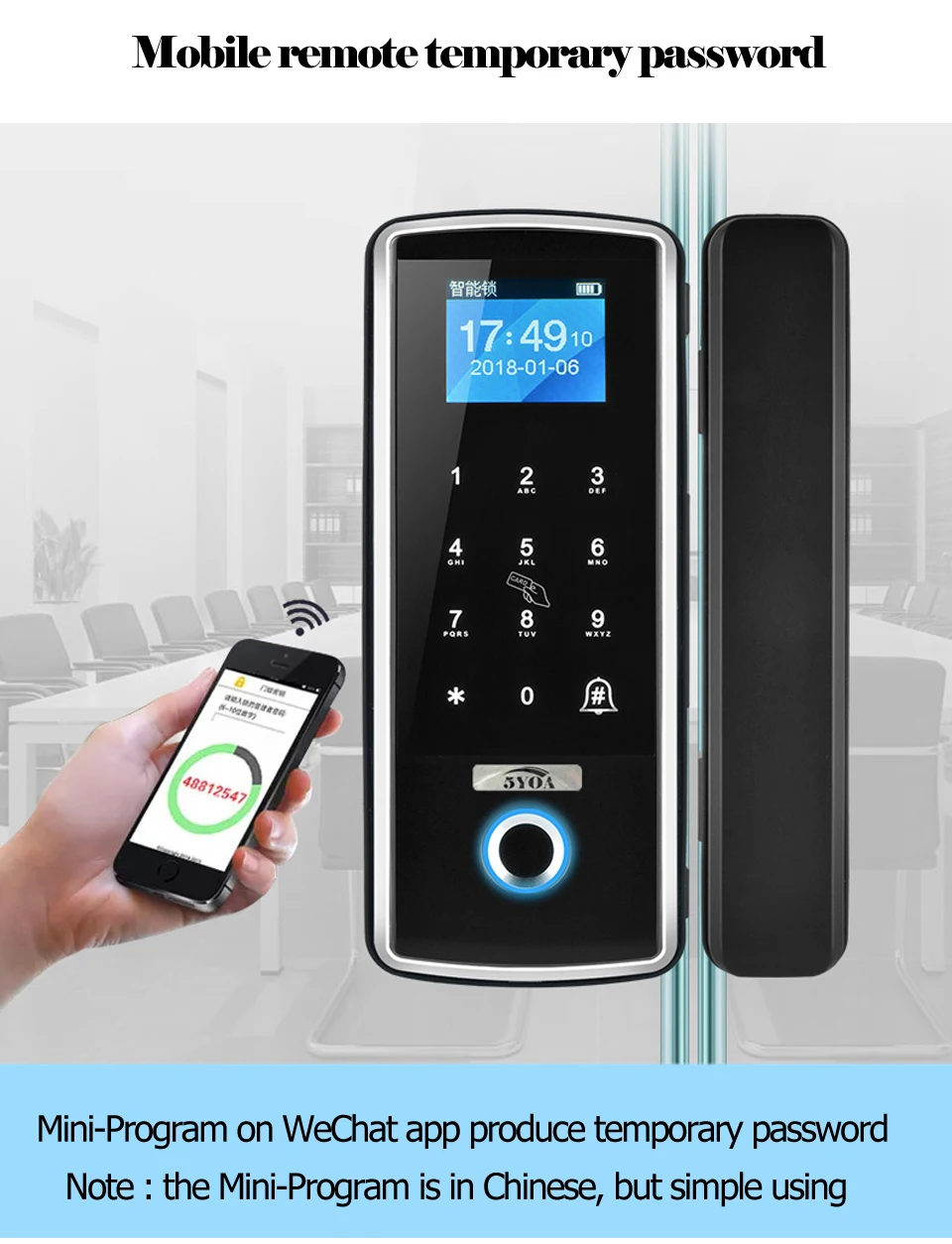 Smart Door Fingerprint Lock Electronic Digital Gate Opener Electric RFID Biometric finger print security Glass Password Card