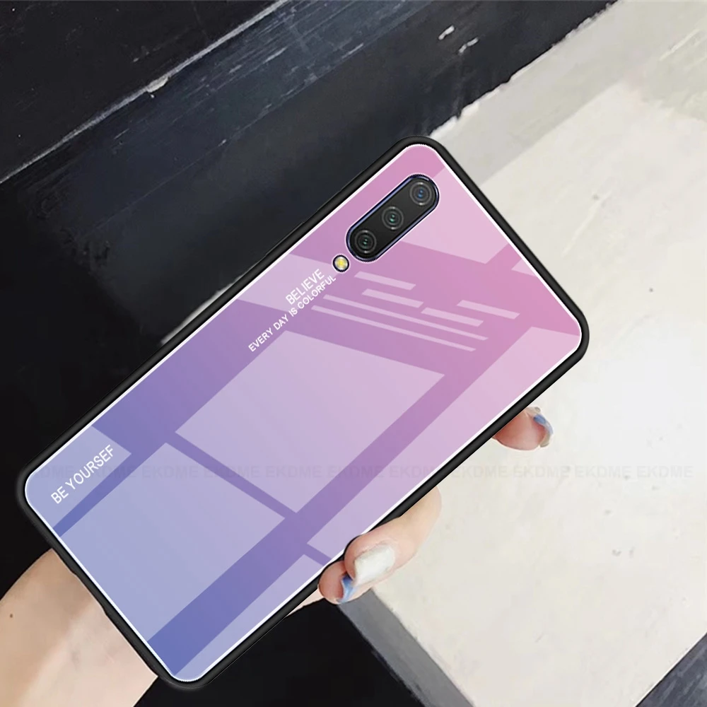 Tempered Glass Cases For Xiaomi CC9 Mi Mi9 9 9T Gradient Hard Back Case Soft TPU Frame Pro | Мобильные телефоны и