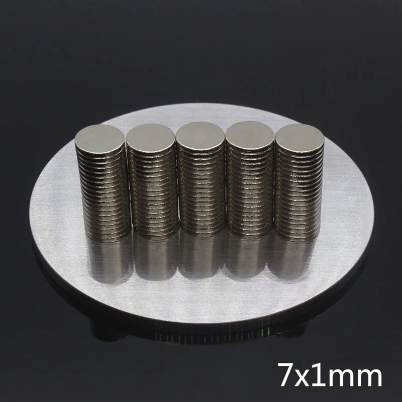 100 шт. 7x1 мм Круглые неодимовые Дисковые Магниты Диаметр 7 x 1 N35 сверхмощный
