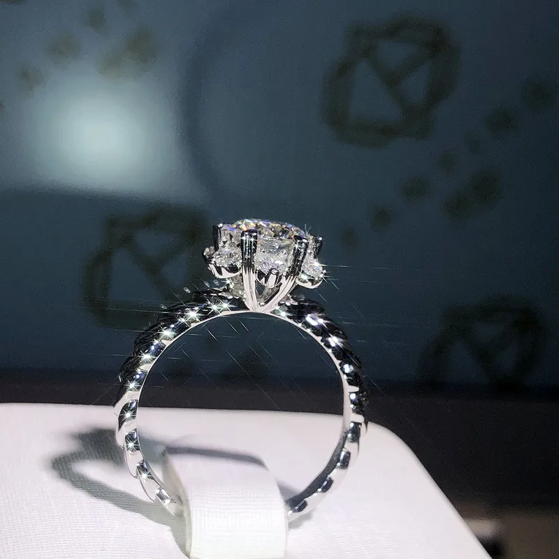 100% 18K 750Au Золотое кольцо с бриллиантом Moissanite обручальное D цвета VVS национальным