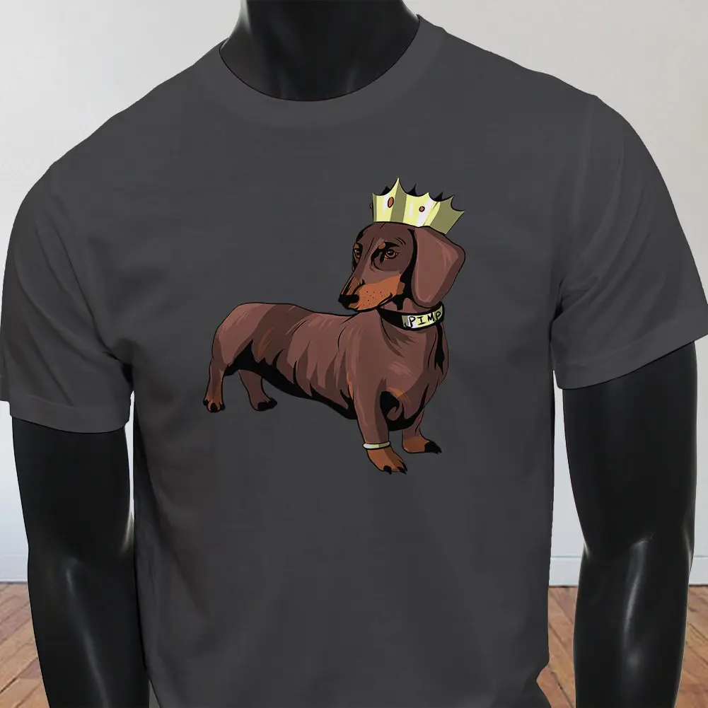 

New Arrival Men'S Fashion Pimp Dog Lover Dachshund King Of Dogs Cute Mens Charcoal T-Shirt Summer Tee Shirt