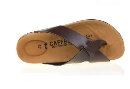 Женские летние сандалии пробковые шлепанцы на плоской подошве стринги женская