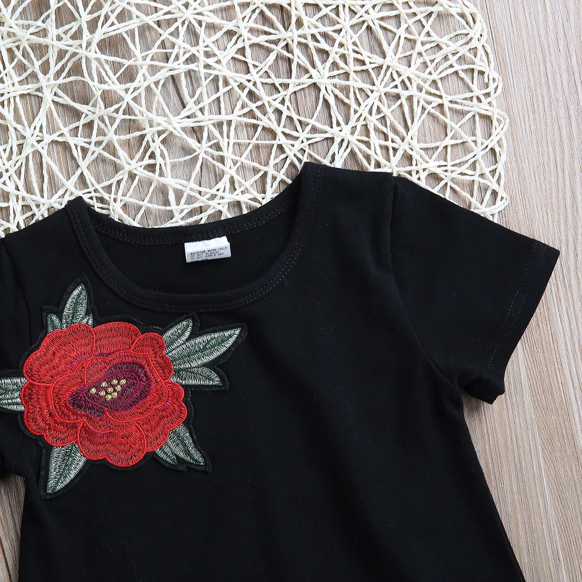 Летнее черное платье-сарафан для маленьких девочек с 3D цветами | Детская одежда и