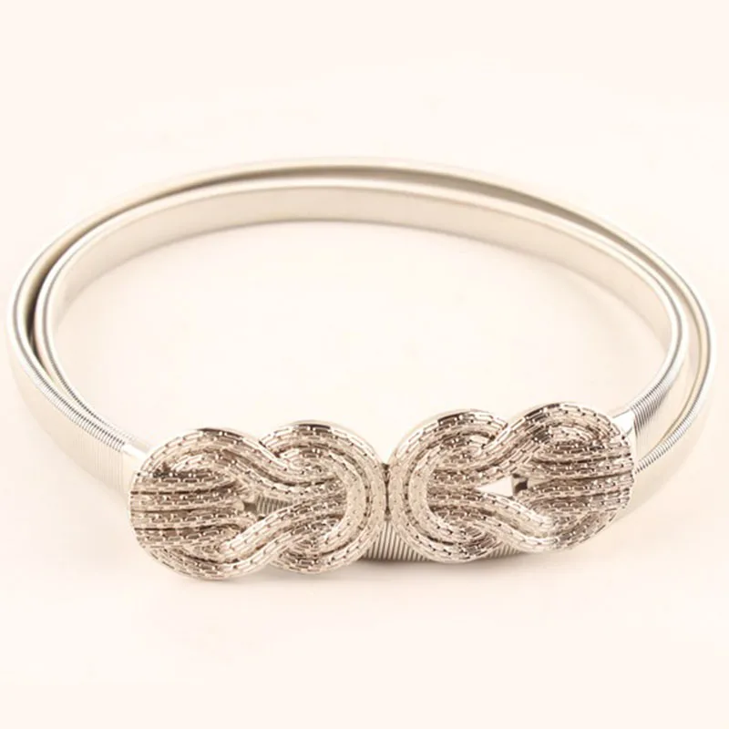 Женский эластичный пояс в форме золотого и серебристого листа дизайнерский для