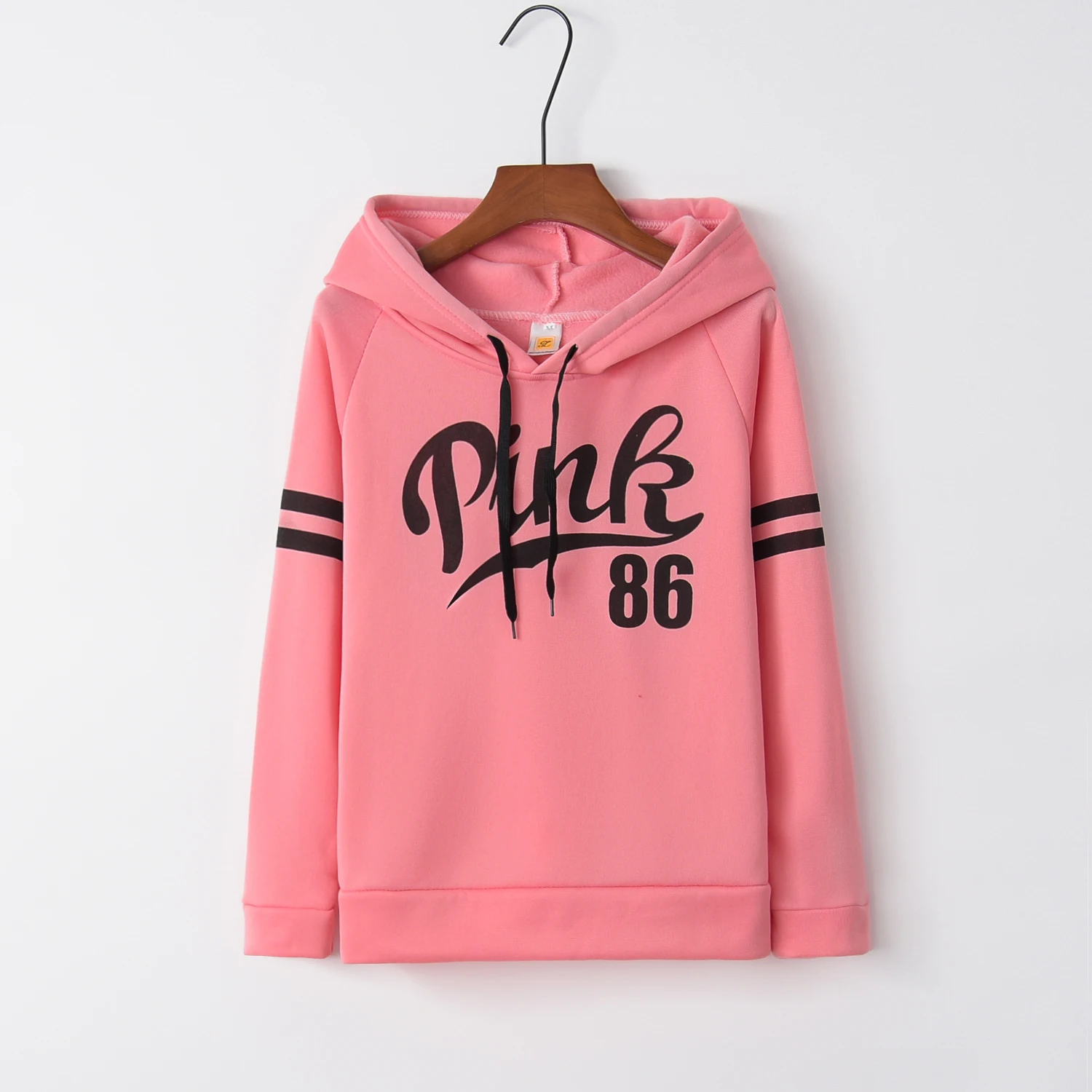 Осень 2016 настоящая фотография розовый бренд с буквенным принтом женские