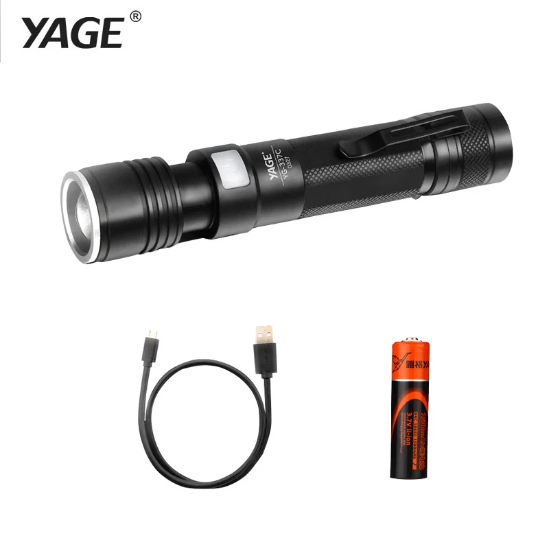YAGE WidGT тактический фонарик алюминиевый Zoomable CREE Q5 светодиодный светильник фонарь светильник для 18650 перезаряжаемый аккумулятор USB 5 режимов - Испускаемый цвет: Package C