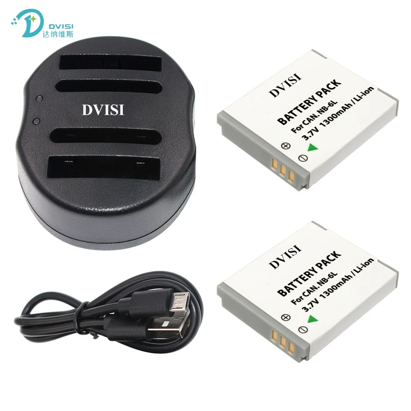 DVISI 2шт 3 7 V 1300mAh NB 6L NB6L аккумуляторная батарея с USB зарядным устройством для CANON