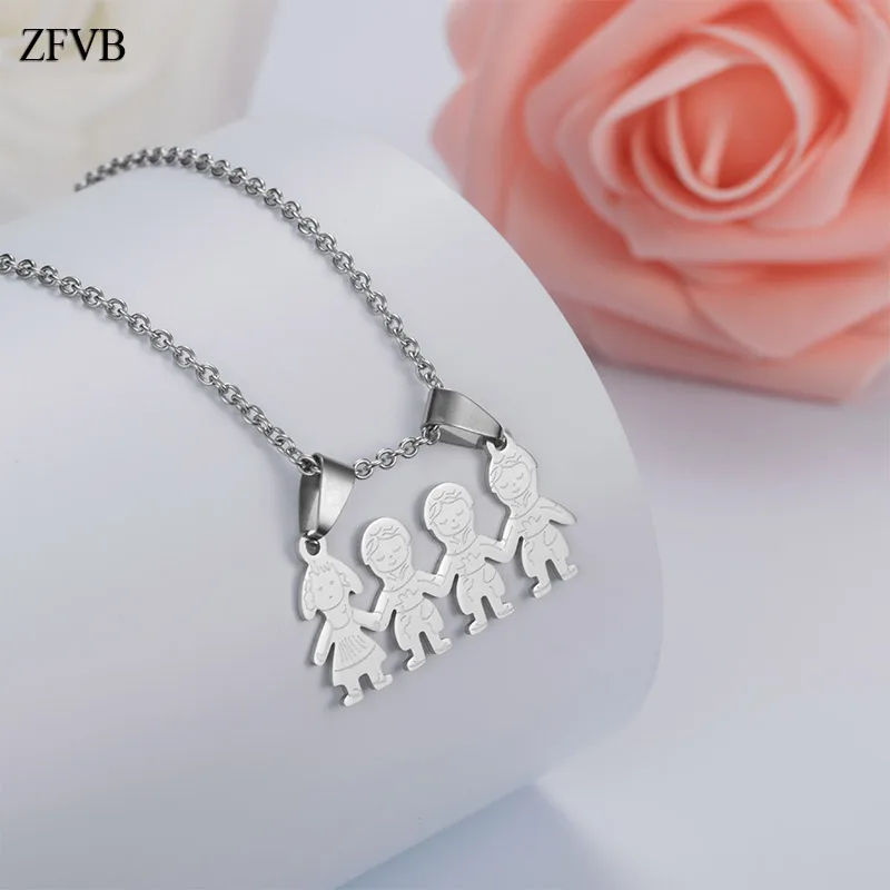 ZFVB Модные женские ожерелья-подвески из нержавеющей стали 316L модные Семейные