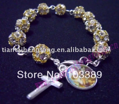 

free shipping 5pcs/lot bling bling rosary chain,rosary bracelet, religious bracelet