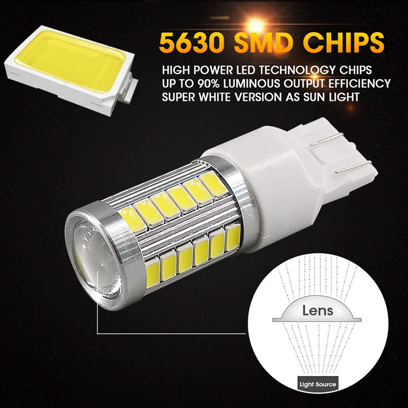 Roadot 10x Белый 7443 7440 T20 33 SMD RV Кемпер указатель поворота Стоп сигнал лампы 12 V 24 стоп