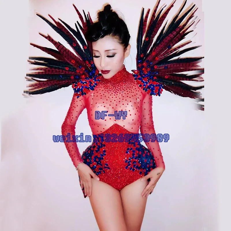 

Bar and nightclub singer DJ and ds sexy perspective red temptation conjoined combination suitable for women who stage performanc