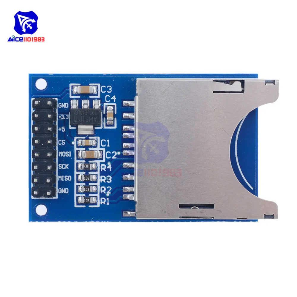 5PCS/Lot Reading And Writing Module SD Card Slot Socket Reader for Arduino ARM MCU 5V/3.3V | Электронные компоненты и