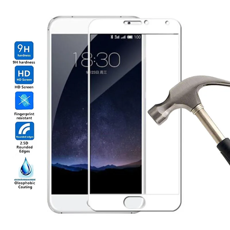 Полное покрытие защитное закаленное стекло для Meizu Pro 5 защита экрана Flim Для