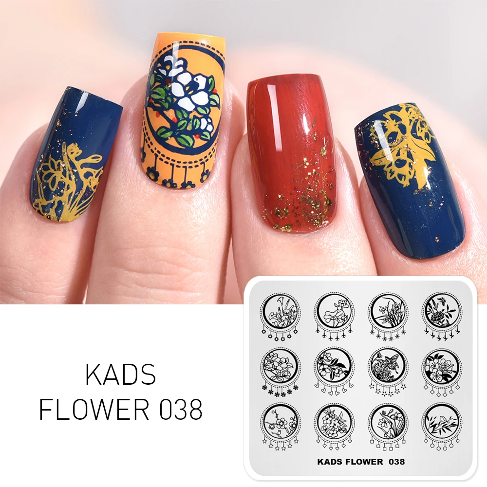 KADS Flower 038 пластины для стемпинга ногтей цветочный узор китайский стиль стемпер