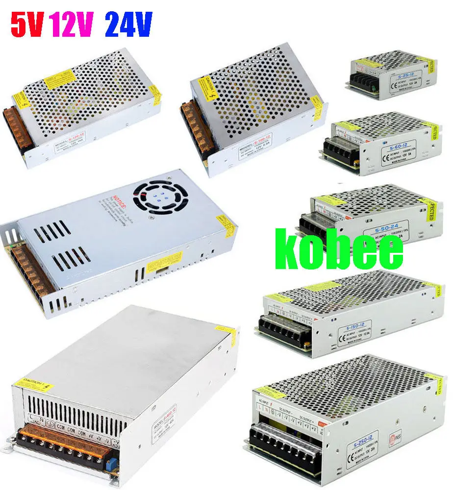 AC 110V 220V DC/DC 5V 12V 24V Светодиодные полосы Мощность адаптер питания 5A 8A 10A 15A 20A 30A 40A 60A)