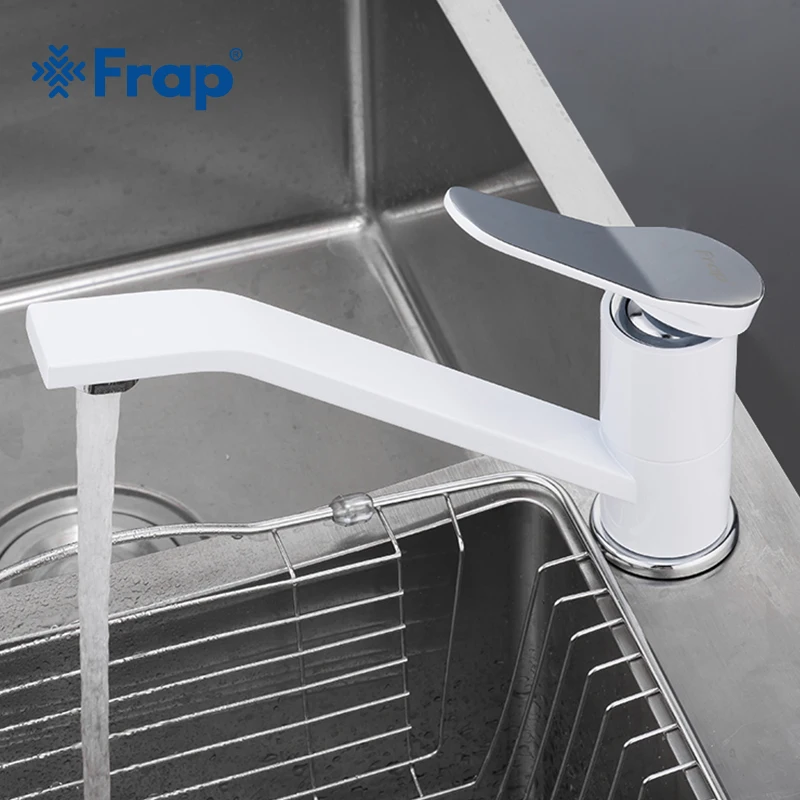FRAP простой Однорычажный смеситель для раковины белая картина длинный рот