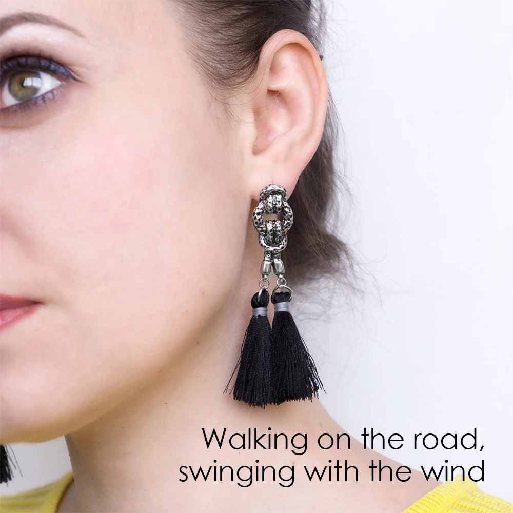 EManco Чешские Серьги Кисточкой Висячие Капли Женские Заявления Зеленый Винтаж