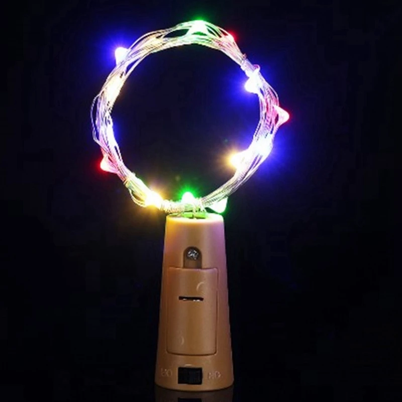 2 м 20 LED свет пробкового света стеклянный винный медный провод кнопка батареи