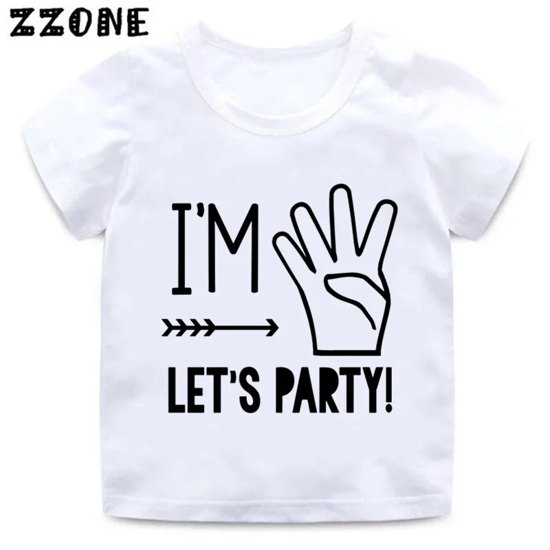 Детская забавная Футболка с принтом I'm 1/2/3/4/5 Let's Party одежда для дня рождения