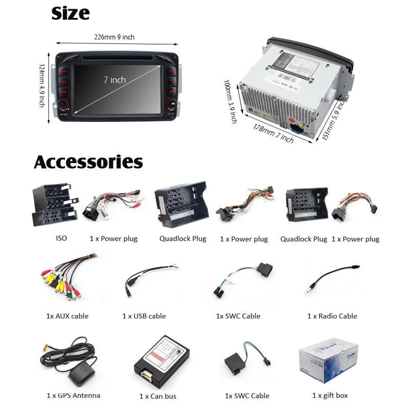 A-Sure DAB+ Android 6.0 Car DVD GPS Navi for Mercedes Benz C Class W203 S203 CLK W209 Viano Vito W639 W463 With Radio WIFI | Автомобили и