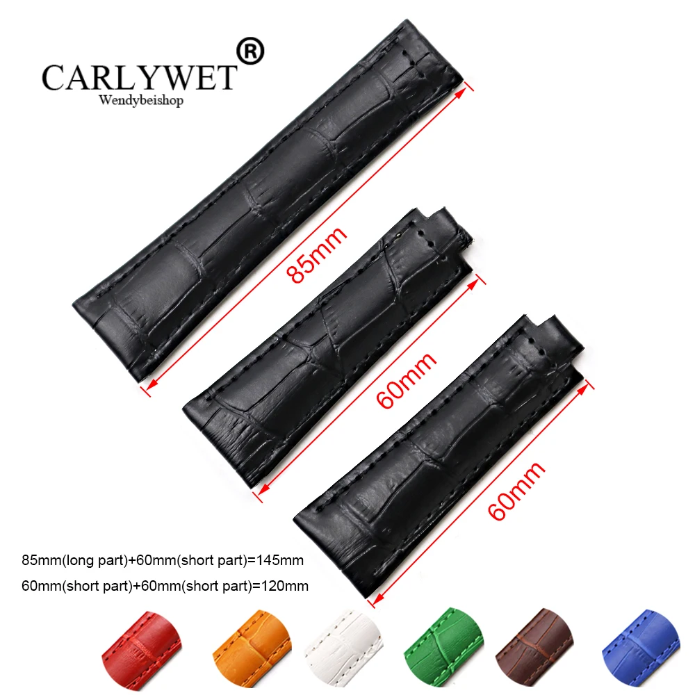 Ремешок CARLYWET из натуральной телячьей кожи для мужчин и женщин 20 мм черный зеленый