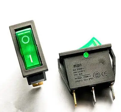 5 шт./лот зеленый светодиодный свет SPST 3PIN ВКЛ/ВЫКЛ Лодка кулисный переключатель