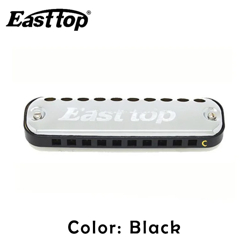 Easttop T10-1, 10 отверстий, блюз, губная гармоника, диатоническая арфа, 10 отверстий, блюз, овальная губная гармоника для игры(ключ C), подарок для детей - Цвет: Black
