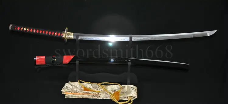 

TOP QUALITY CLAY TEMPERED JAPANESE SAMURAI SWORD KATANA DAMASCUS FULL TANG BLADE FOLDED STEEL SHARP GENUINE RAYSKIN WRAPPED SAYA