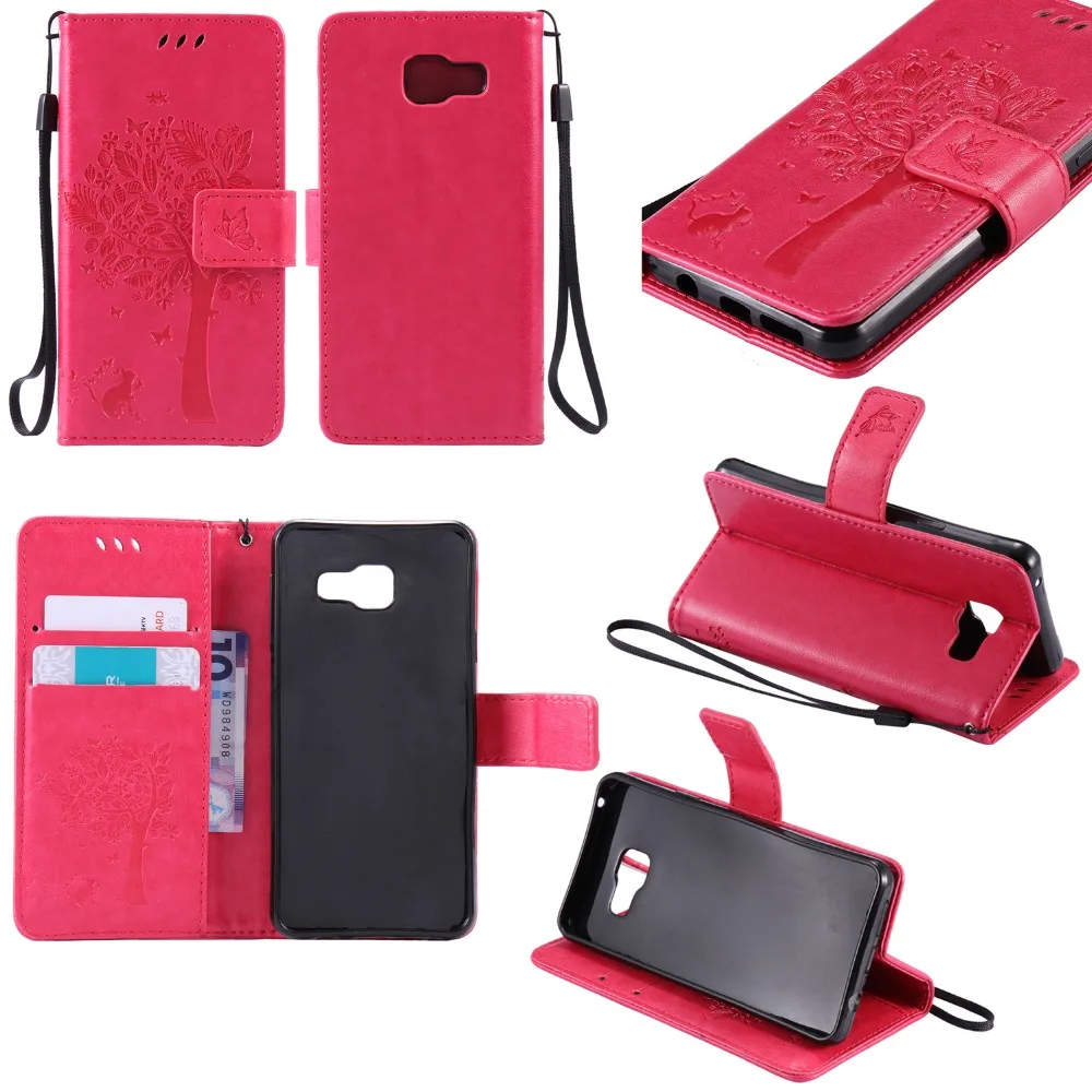 Чехол книжка из искусственной кожи с бабочкой кошкой и деревом для девушек чехол