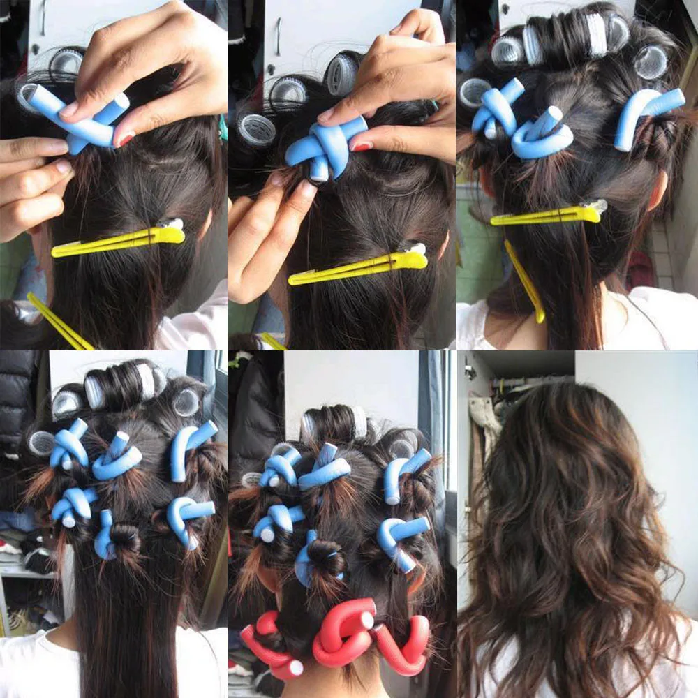 

10pcs/set Soft Foam Hair Curling Curler Magic Air Hair Roller Bendy Twist Magic Flexi Rods DIY Styling Hair Rollers AU23