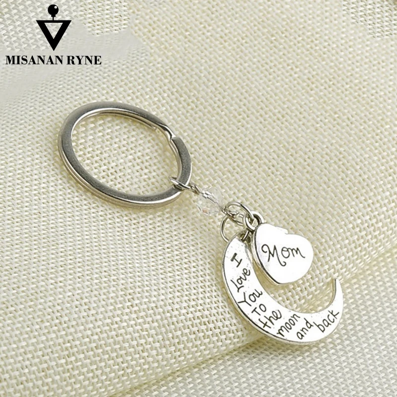 MISANANRYNE Sliver Color Alloy Keychains Mom I Love You To the Moon and Back Creative Heart Shape Key Chain Bag Pendant | Украшения и