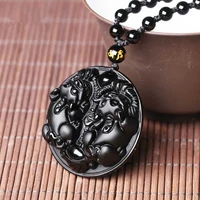 purchasing fashion black obsidian carving pi xiu pendant men and women gathered gold crystal necklace pendant