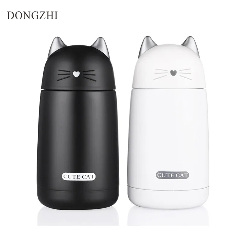 Cute Cat Thermo Cup Thermos Mug For Children Vacuum Flask 330 Ml Water Bottle Stainless Steel Drinkware Belly | Дом и сад